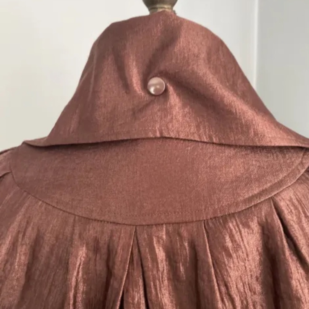 Samuel Dong Bubble Hem Jacket Coat Dress Brown Small - Picture 2 of 10